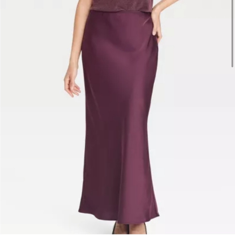 A New Day  burgundy satin maxi skirt